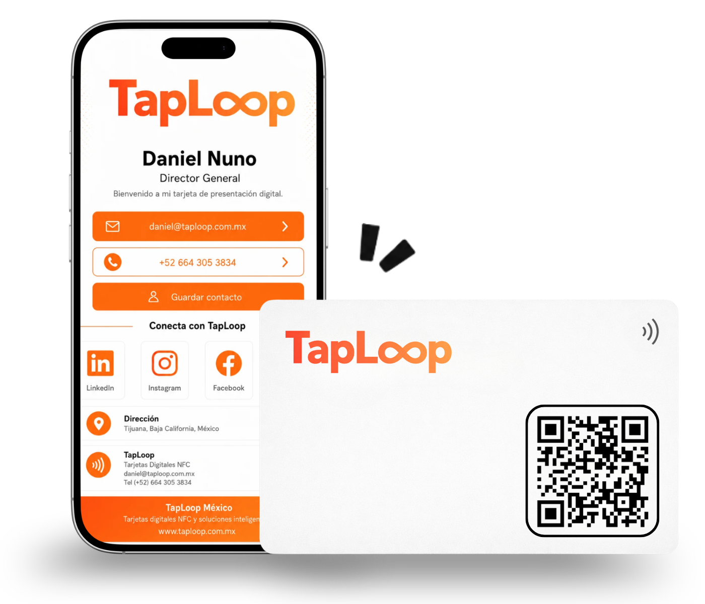 TapLoop digital NFC business card with QR code and digital profile